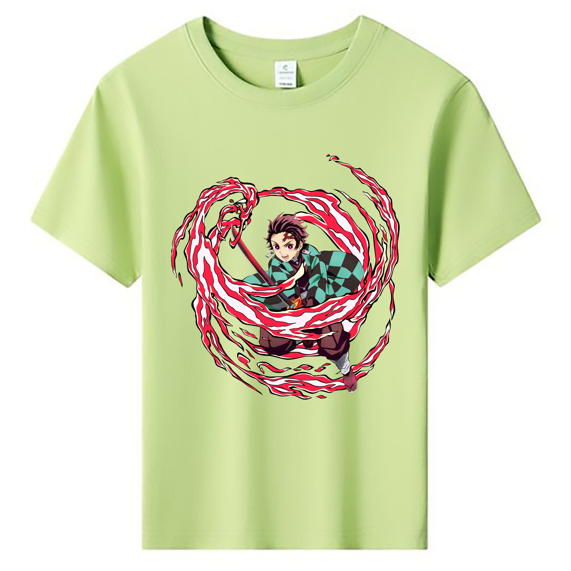 （画像用） 鬼滅の刃 竈門 炭治郎／かまど たんじろう Kamado Tanjirou 綿100％キッズTシャツ（フロントプリント）